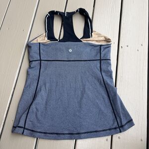 LULULEMON Women's Scoop Neck Tank Top Gray Black Racerback Style Size 10